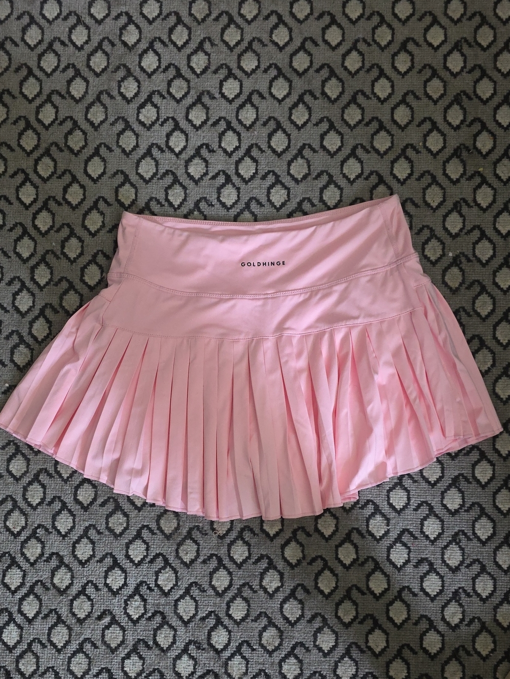 GOLDDINGE Pink Pleated Skater Skirt